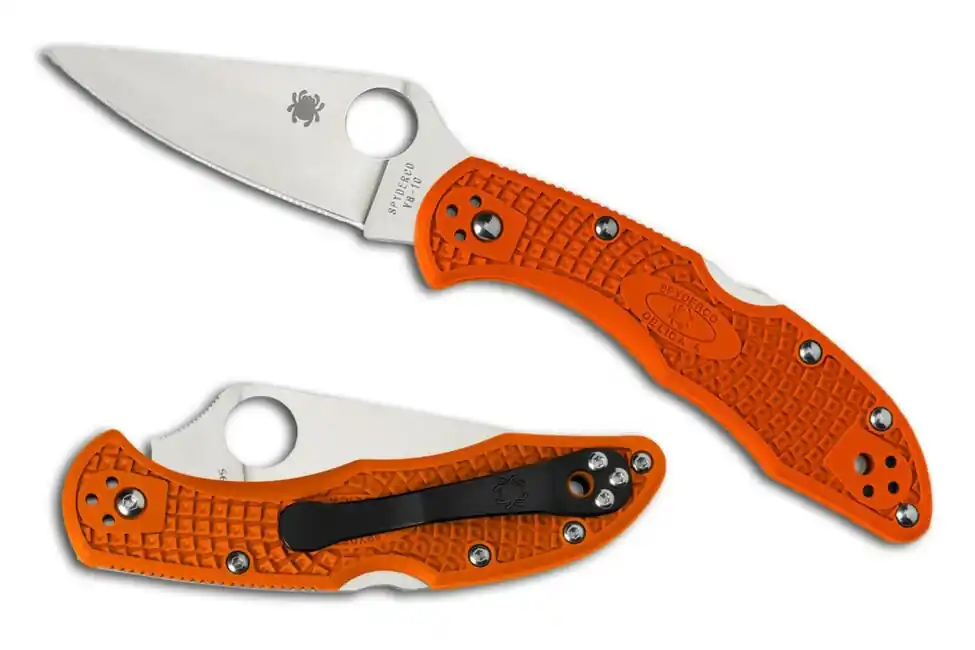 Ihned K Objednání Spyderco Delica 4 Lehký kapesní nůž s plochým výbrusem 7,5 cm, oranžový, FRN