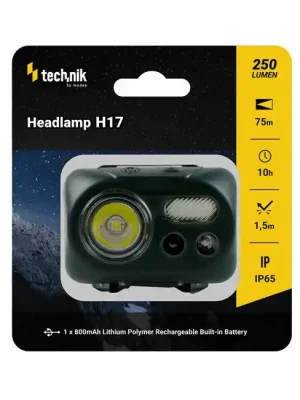Hit Sezóny Technician headlamp with rubberized, LED CREE L2, Micro-USB, red light