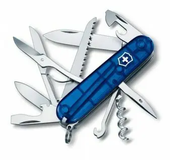 Koupit Online Victorinox Huntsman Sapphire multifunction knife, transparent blue, 15 functions, blister
