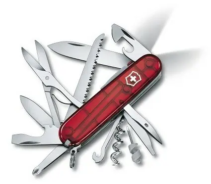 Finální Výprodej Victorinox Huntsman Lite multifunction knife 91mm, LED, transparent red, 21 functions
