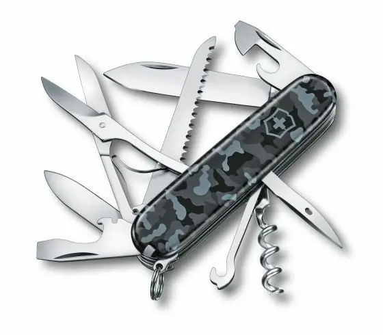 Akce Victorinox Huntsman Navy Camo multifunction knife 91 mm, camouflage grey-blue, 15 functions