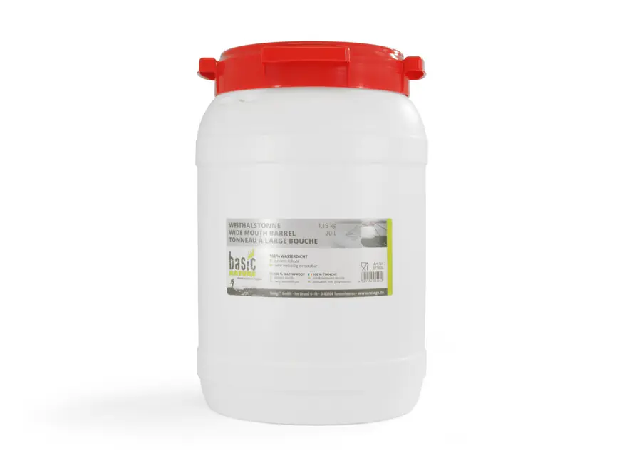 Oblíbený BasicNature Sud se širokým hrdlem bílý 20 l