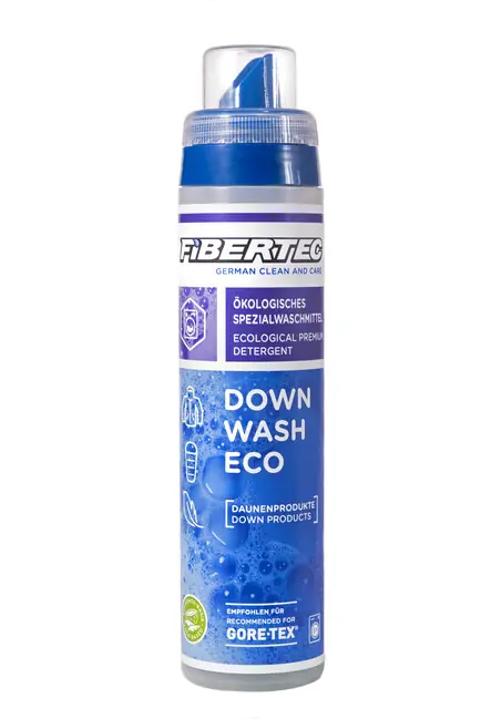 Fibertec Down Wash Eco jemný prací prostředek na spací pytle a oděvy plněné prachovým peřím 250 ml Vysoce Kvalitní