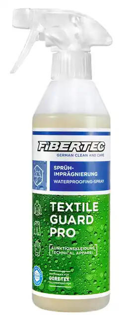 Koupit Online Fibertec Textile Guard Pro prostředek proti vodě, špíně a olejům pro membránové oděvy a funkční tkaniny 500 ml