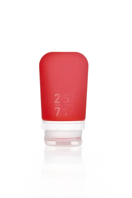 humangear GoToob+ Silikonová cestovní láhev / nádoba 74 ml červená Dokud Zásoby Vydrží