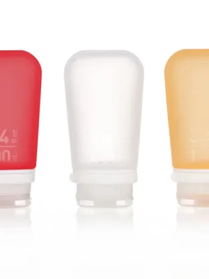 Cenová Bomba humangear GoToob+ Silikonová cestovní láhev/hrnek Pack 3 100 ml transparentní/červená/oranžová