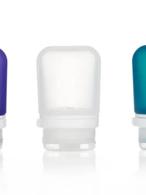 humangear GoToob+ Silikonová cestovní láhev/kabelka Balení 3 ks 53 ml transparentní/fialová/tyrkysová Víkendová Akce