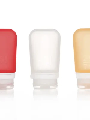 Top Prodej humangear GoToob+ Silikonová cestovní láhev / kontejner Balení 3 ks 74 ml transparentní/červená/oranžová