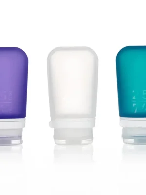 humangear GoToob+ Silikonová cestovní láhev/kabelka Balení 3 ks 74 ml transparentní/fialová/tyrkysová Originální