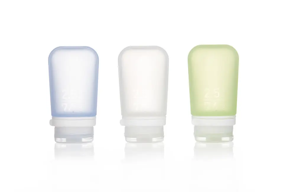 Výhodná Nabídka humangear GoToob+ Silikonová cestovní láhev/kabelka Balení 3 ks 74 ml transparentní/zelená/modrá