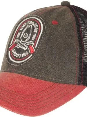 Cenový Hit Helikon-Tex Shooting Time Trucker kšiltovka - Dirty Washed Cotton - Dirty Washed Black / Dirty Washed Red C