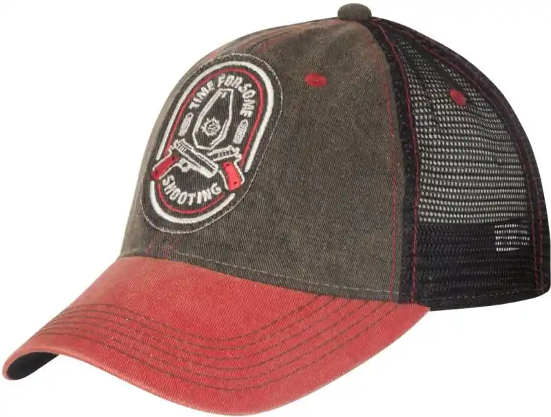 Cenový Hit Helikon-Tex Shooting Time Trucker kšiltovka - Dirty Washed Cotton - Dirty Washed Black / Dirty Washed Red C