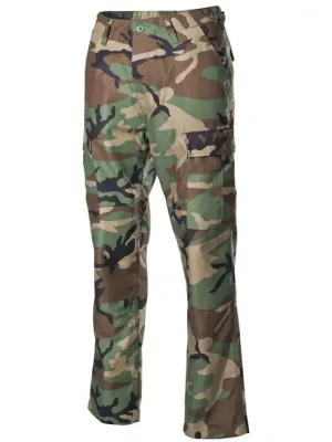 Taktické kalhoty MFH US Combat BDU se zesíleným sedem a koleny, woodland Originální
