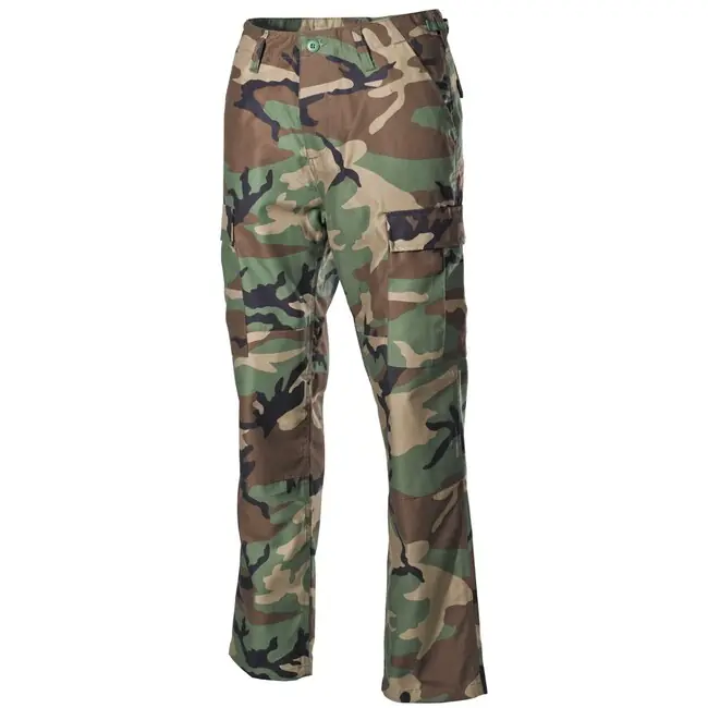 Taktické kalhoty MFH US Combat BDU se zesíleným sedem a koleny, woodland Originální