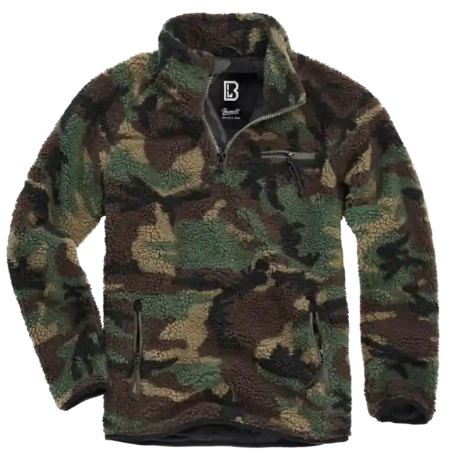 Finální Výprodej Fleecová bunda Brandit Teddyfleece Troyer, lesní barva