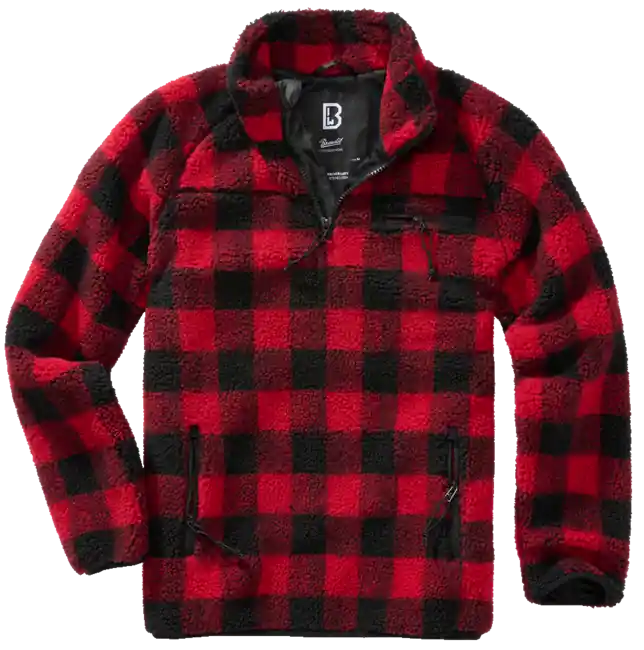 Fleecová bunda Brandit Teddyfleece Troyer, červená/černá Tovární Cena