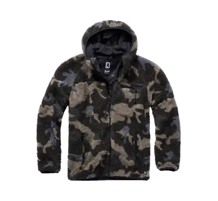 Sezónní Sleva Brandit fleecová bunda s kapucí Teddyfleece Worker, darkcamo