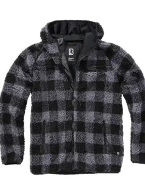 Brandit fleecová bunda s kapucí Teddyfleece Worker, černá/šedá Cenový Hit
