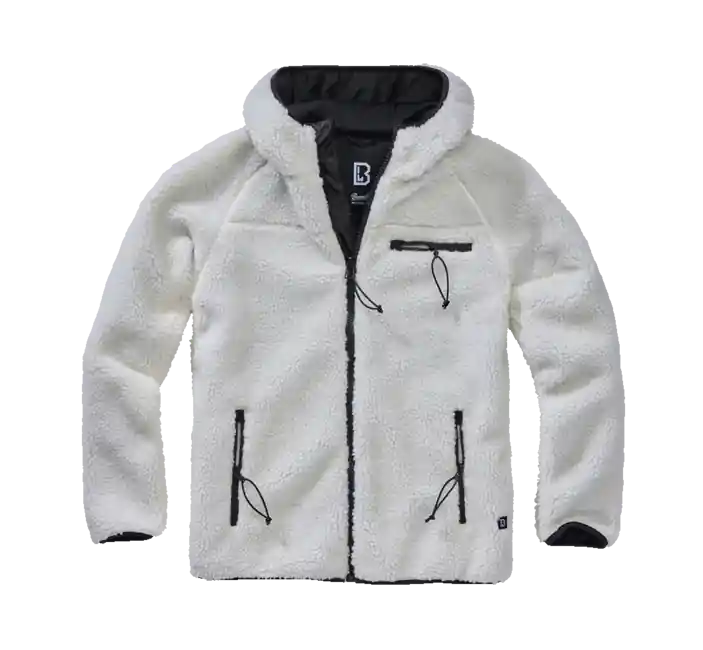 Autentický Brandit fleecová bunda s kapucí Teddyfleece Worker, bílá
