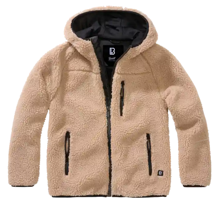 Dětská bunda Brandit Teddyfleece s kapucí, velbloudí barva Omezená Nabídka