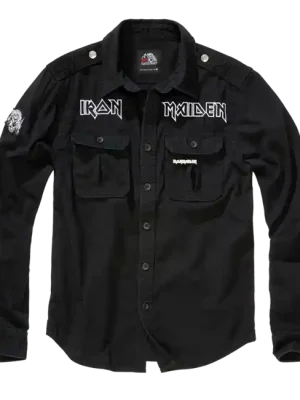 Brandit Iron Maiden Vintage Košile s dlouhým rukávem Eddy, černá Super Cena
