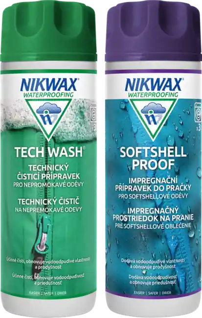 Nikwax 2 ks sada Twin Tech Wash / Softshell Proof Wash-In 300 ml Akční Nabídka