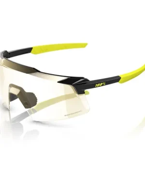 100% Aerocraft Sluneční brýle, lesklá metalická černá - Gold Mirror Photochromic Nízká Cena