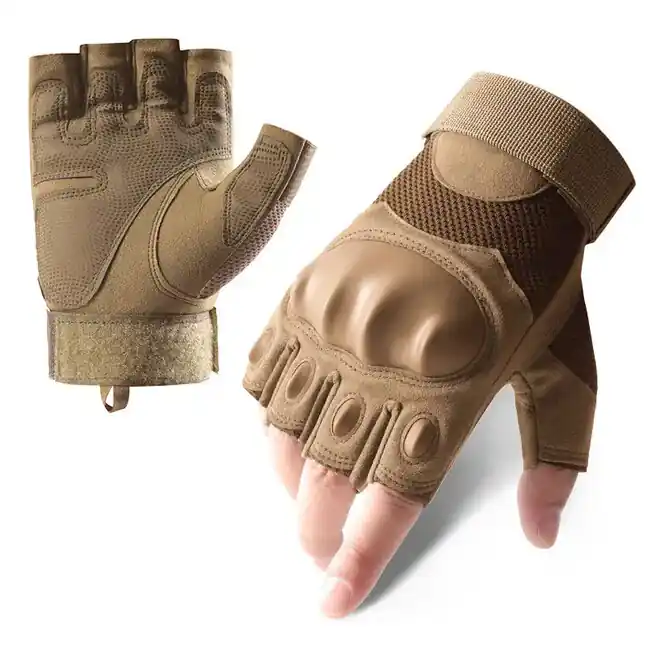 DRAGOWA TACTICAL Taktické rukavice Alfa krátké, khaki barva Levný