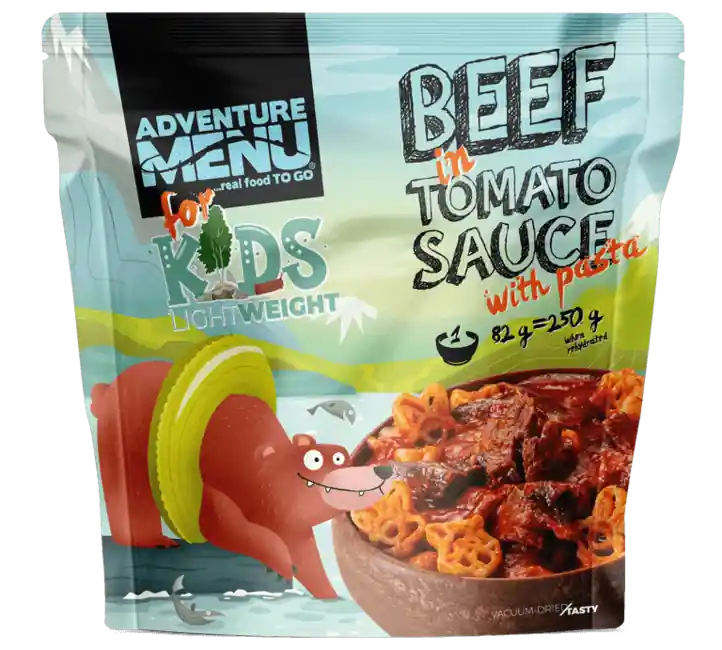 Cenově Výhodný Adventure menu Hovězí v rajské omáčce s těstovinami, 250g
