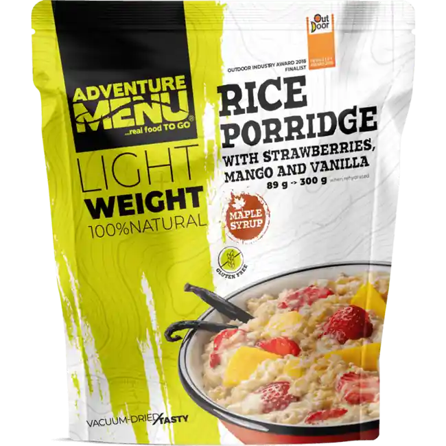 Adventure menu Rýžová kaše s jahodami, mangem a vanilkou, 300g Ověřený
