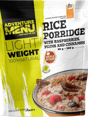 Adventure menu Rýžová kaše s malinami, švestkami a skořicí, 300g Vysoce Kvalitní