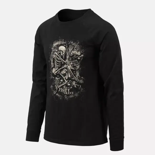Helikon-Tex Tričko s dlouhým rukávem Fight to the grave, černá Jen Po Omezenou Doba
