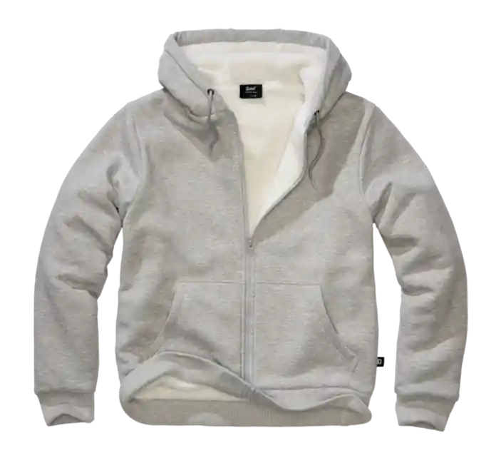 Tovární Cena Brandit Pánská mikina s teplou podšívkou Sweatjacket Teddylining, šedá melange