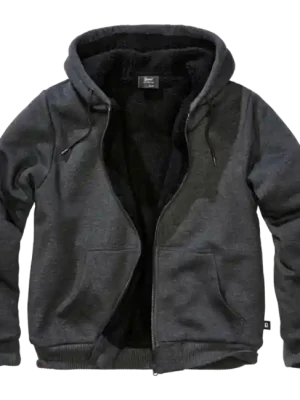 Vysoce Kvalitní Brandit Pánská mikina s teplou podšívkou Sweatjacket Teddylining, černá melange