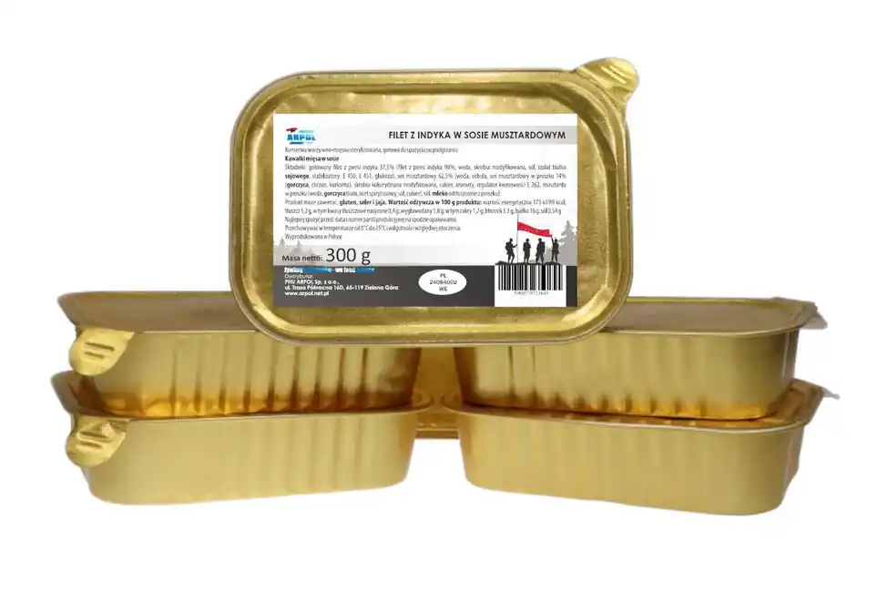 Top Prodej Arpol Vojenské jídlo v vaničce - krůtí filet v hořčičné omáčce, 300g