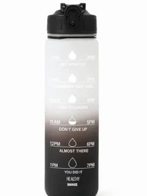 WARAGOD Motivační láhev na vodu Hydrate 1000ml, černá/bílá Nakupujte Hned