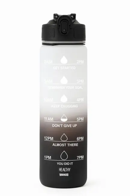 WARAGOD Motivační láhev na vodu Hydrate 1000ml, černá/bílá Nakupujte Hned