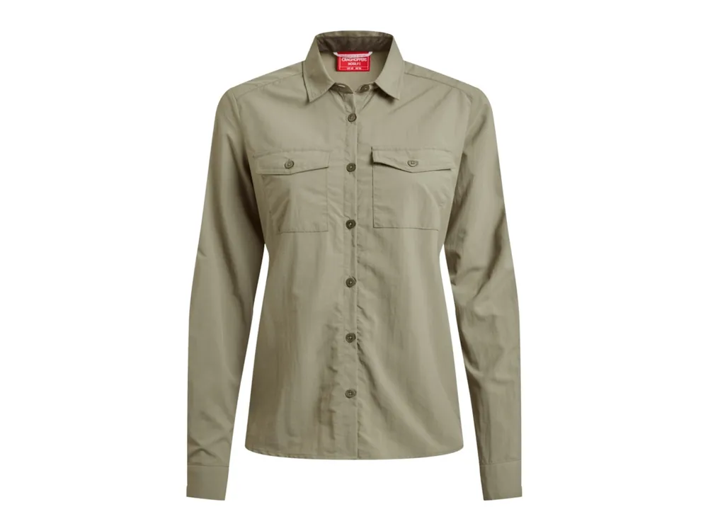 Craghoppers Wmns NosiLife Loukkos Long Sleeved Shirt, Vert - dámská košile Akční Nabídka