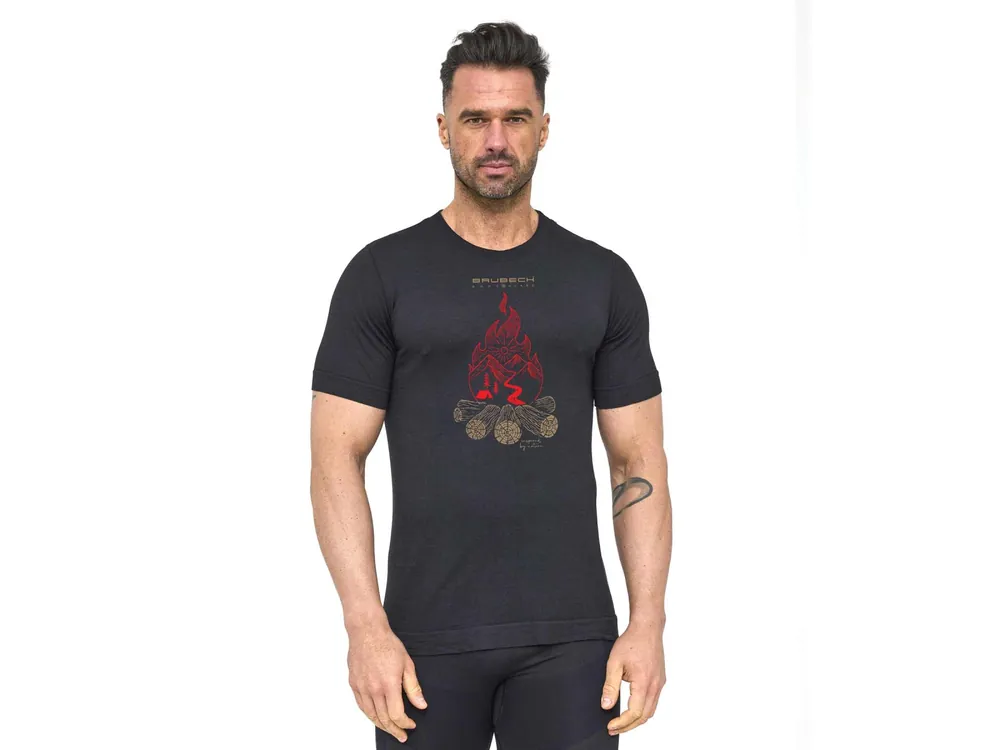Brubeck Outdoor Wool Pro Men‘s T-shirt, black - pánské tričko Akční Nabídka