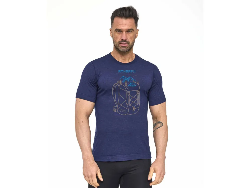 Brubeck Outdoor Wool Pro Men‘s T-shirt, navy - pánské tričko Expresní Doručení