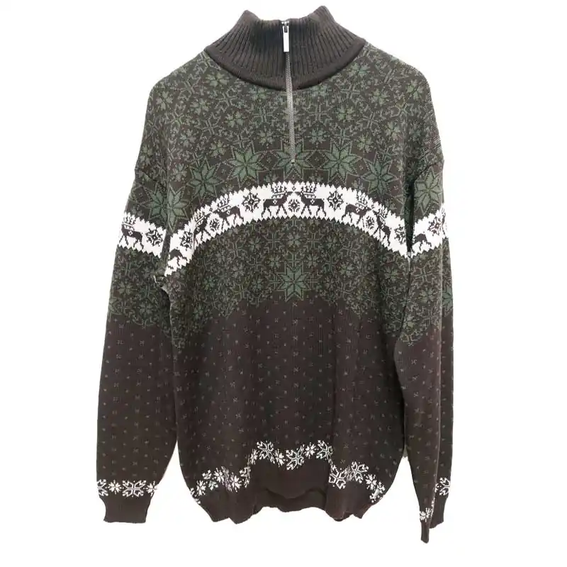 Víkendová Akce svetr KAMA L134 Brown/Green XXL