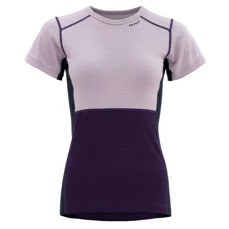 Speciální Cena triko DEVOLD LAUPAREN Merino 190 T-Shirt Woman Orchid/Lilac/Ink - Velikost oblečení M