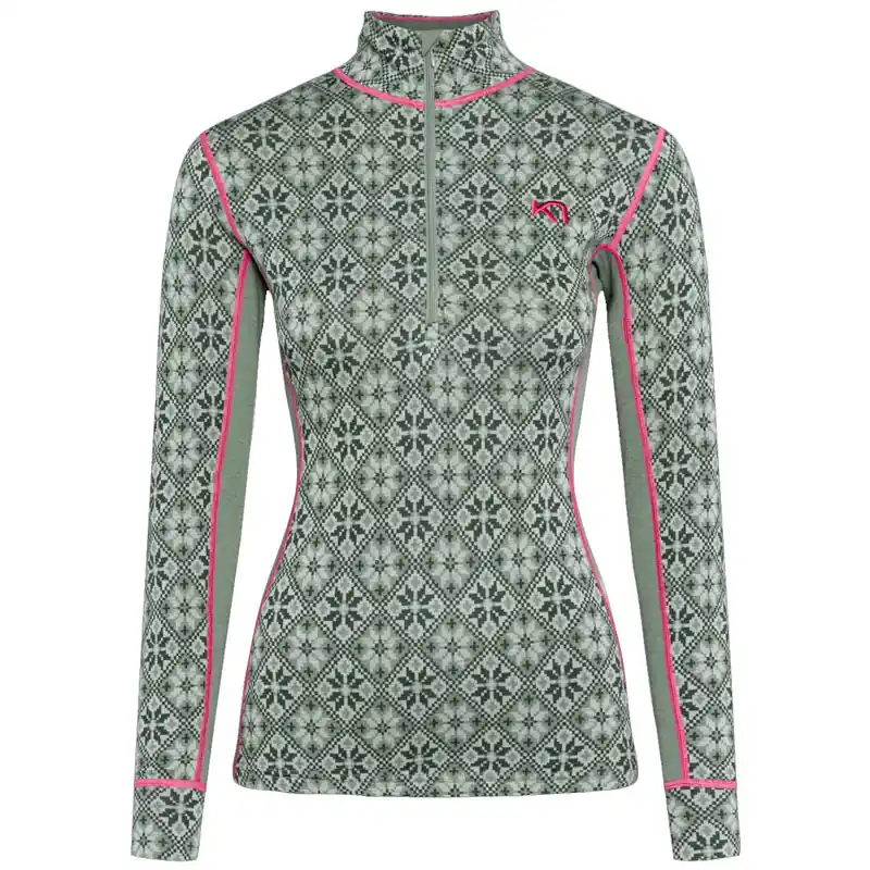 Vrácení Zdarma triko KARI TRAA ROSE HALF ZIP Sage