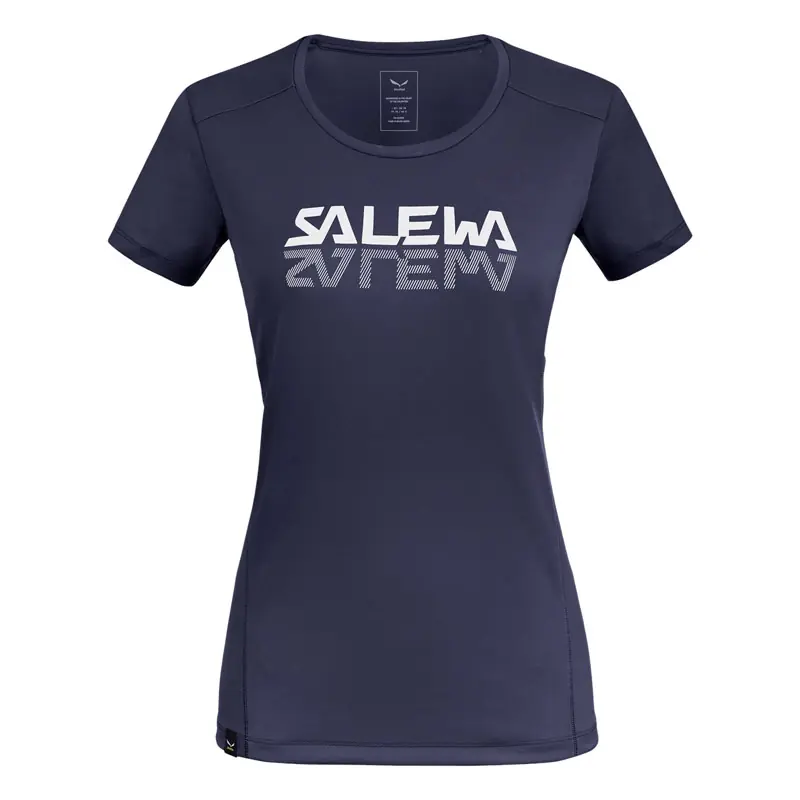 triko SALEWA SPORTY GRAPHIC DRY W S/S Tee Navy Blazer - Velikost oblečení 36 Vysoce Kvalitní