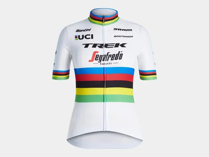 Akční Cena Replika dámského týmového dresu Santini Trek-Segafredo z mistrovství světa S bílá/žlutá
