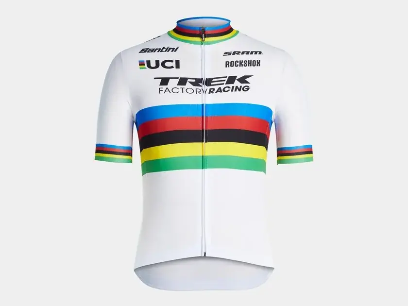 Replika cyklistického dresu Santini týmu Trek Factory Racing z mistrovství světa XL bílá/žlutá Horká Nabídka