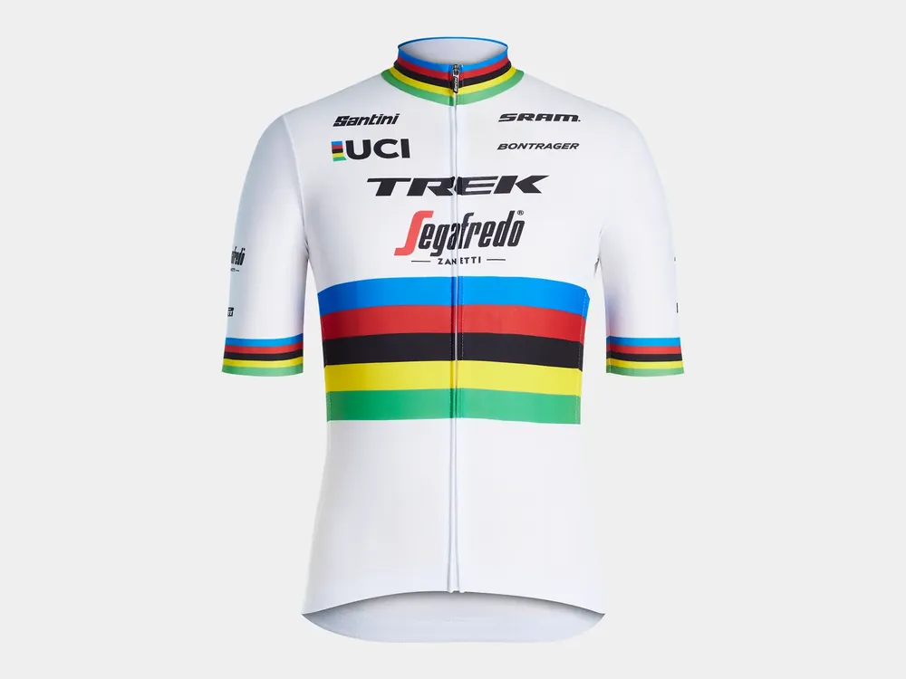 Super Cena Replika týmového dresu Santini Trek-Segafredo z mistrovství světa L bílá/žlutá