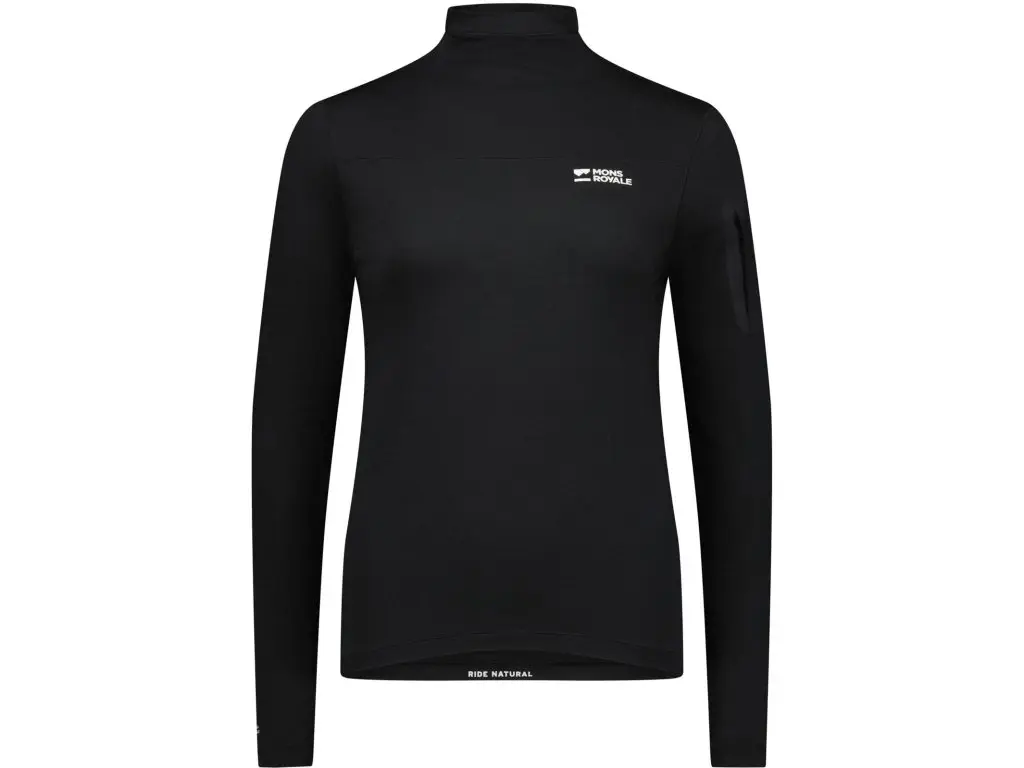 Mons Royale Diversion Merino Mock Neck Long Sleeve M černá Nízká Cena