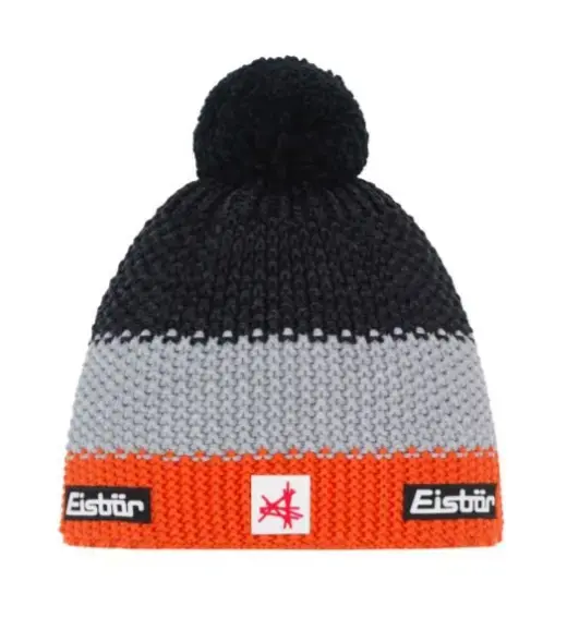 Hit Sezóny Eisbär čepice Star Pompon MÜ SA Jr UNI šedá/oranžová