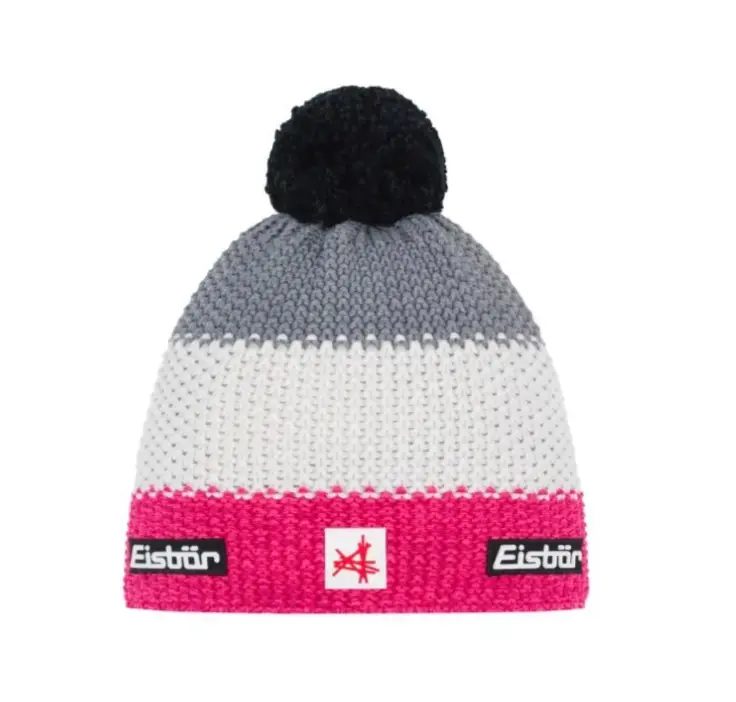 Pouze Dnes Eisbär čepice Star Pompon MÜ SA Jr UNI šedá/růžová